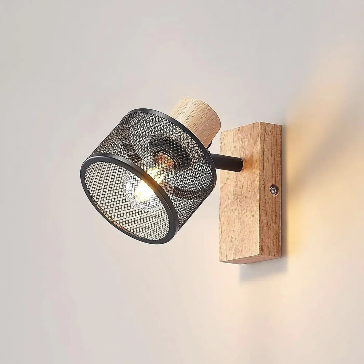Applique Murale Grillage Métal et Bois – Kedan