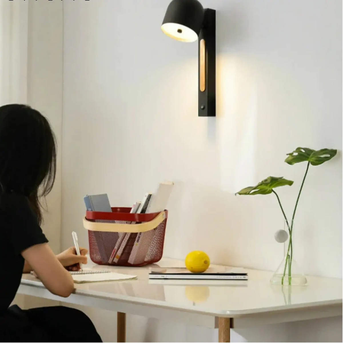 Applique Murale Noir Mat Abat-jour Cylindre – Fivon