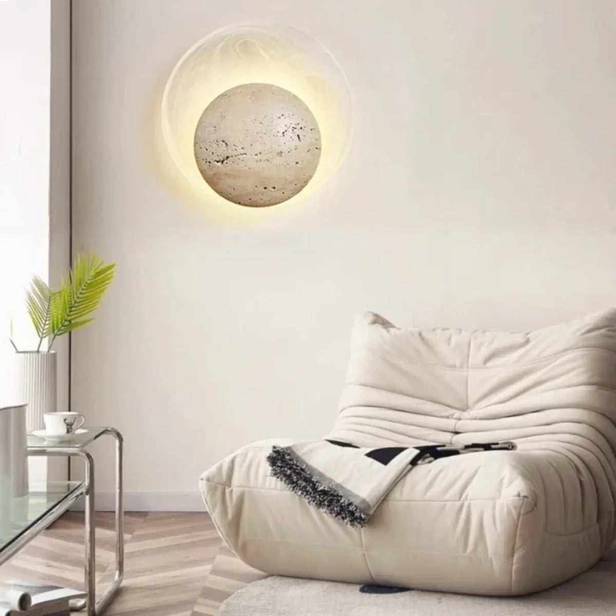 Applique Murale Ronde en Pierre LED – Namette