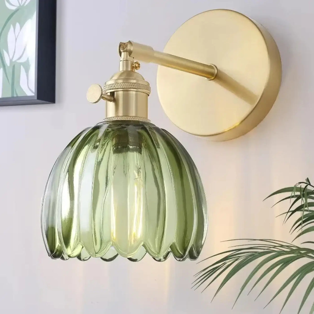 Applique Murale Dorée Verre Vert – Zélette