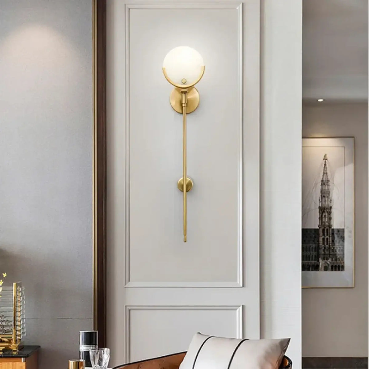 Applique Murale Dorée Disque Blanc – Neran
