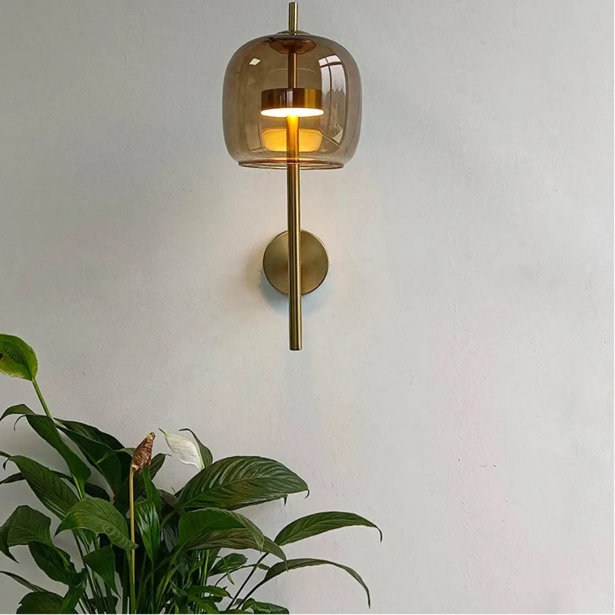 Applique Murale Bras Doré Abat-jour Verre – Térane