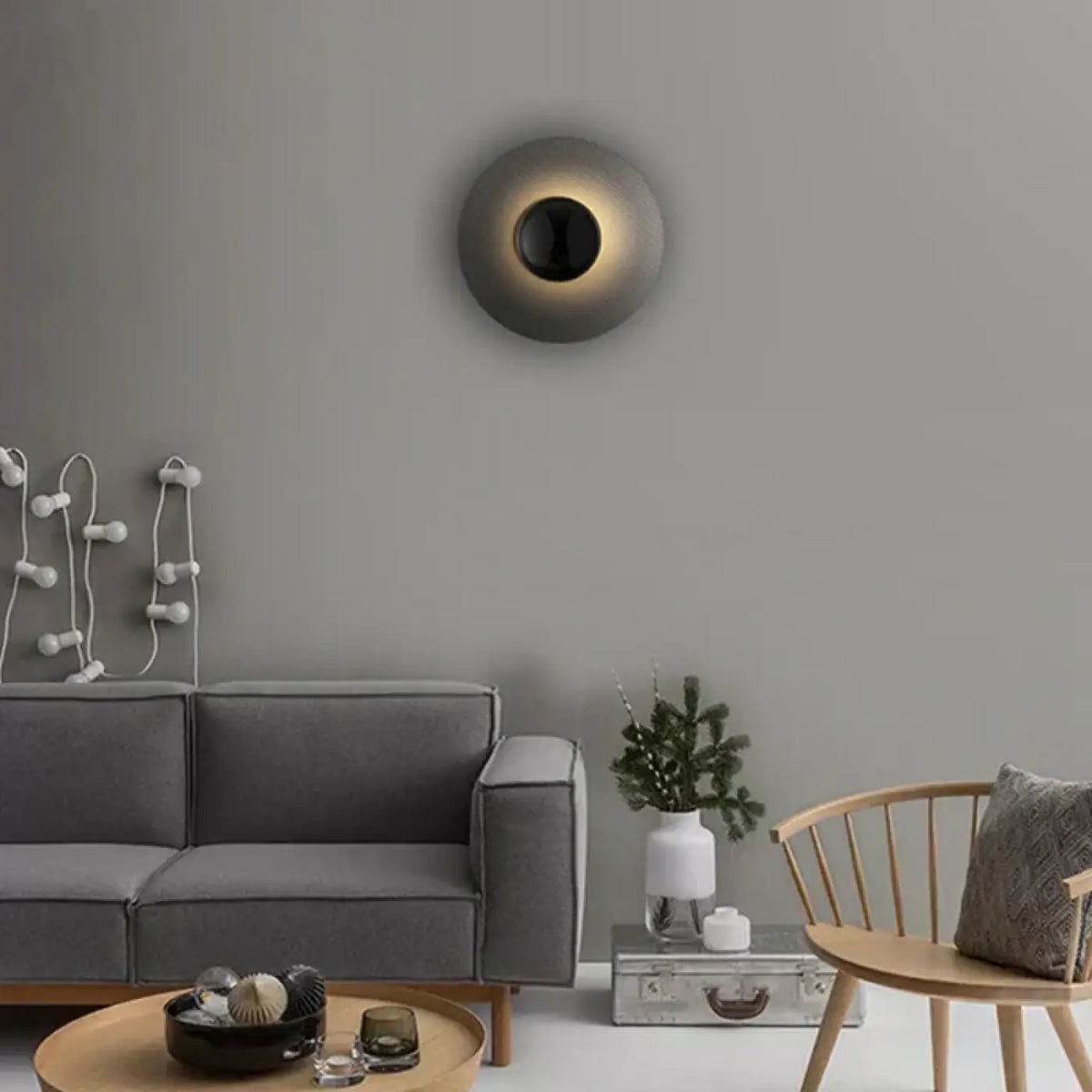 Applique Murale LED Ronde Noire – Nédio