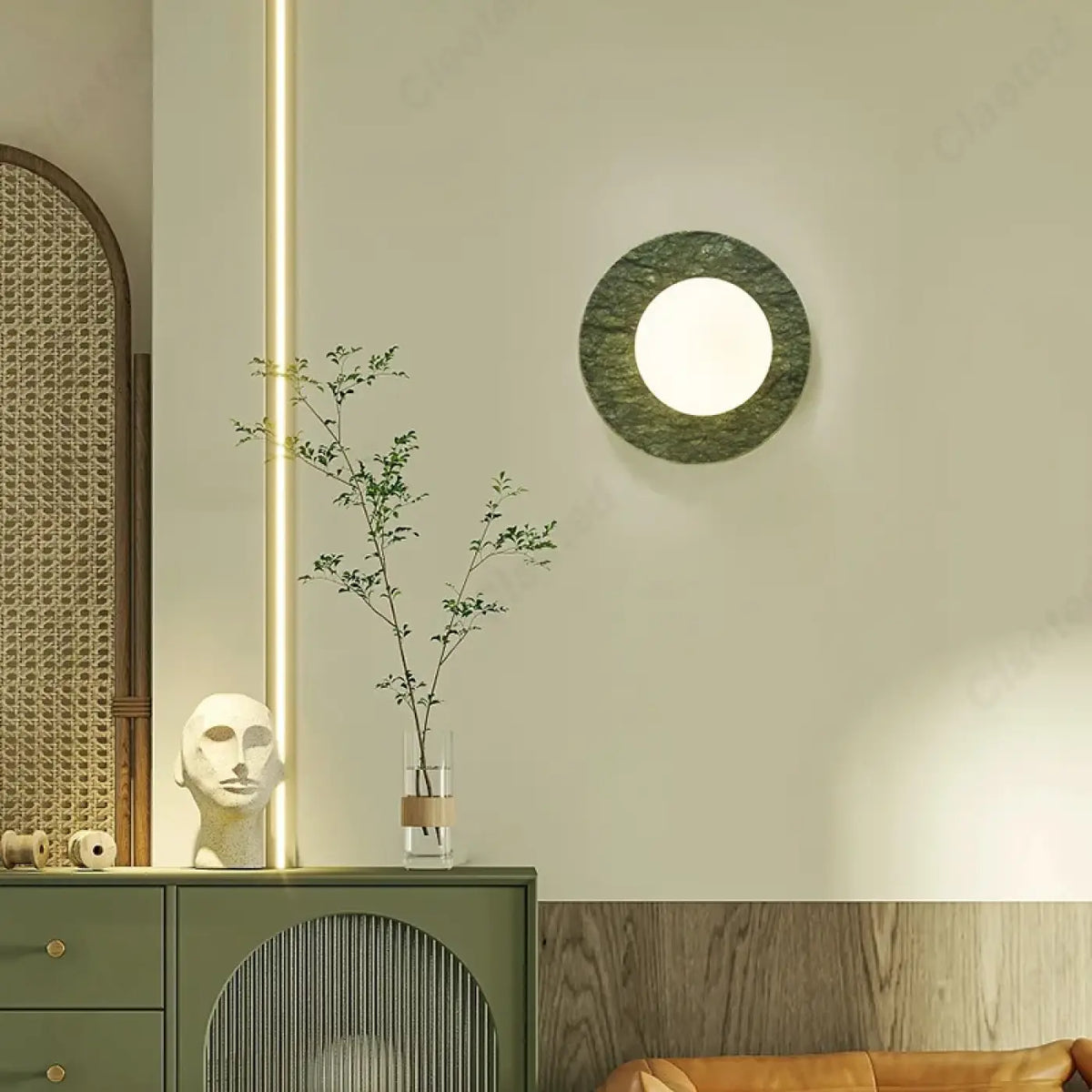 Applique Murale Marbre Vert Verre Opalin – Zanel