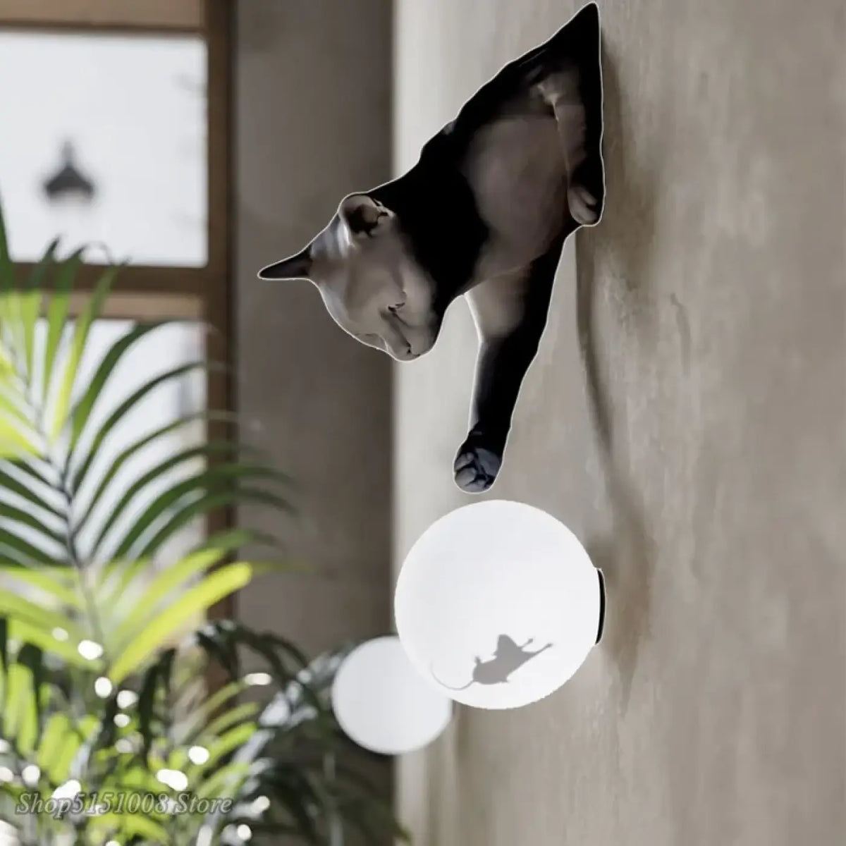 Applique Murale Chat à Boule Lumineuse – Mesine