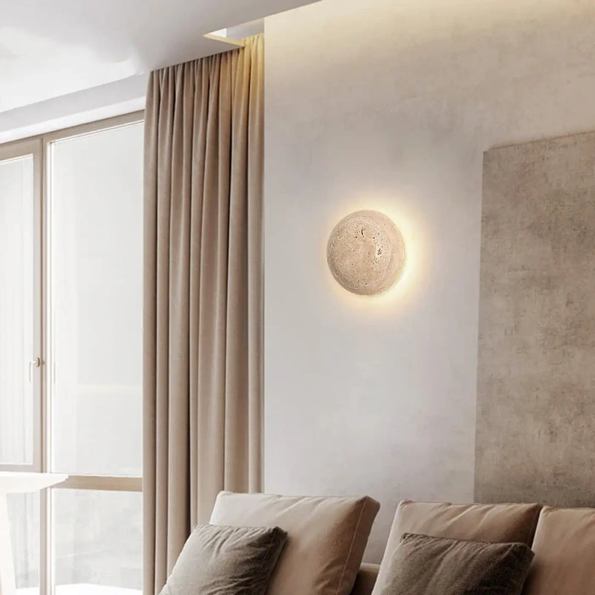 Applique Murale LED en Pierre Beige – Énon