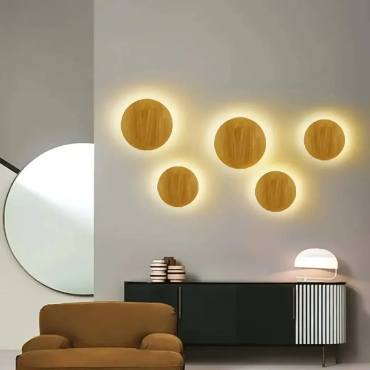 Applique Murale Ronde en Bois LED – Midette