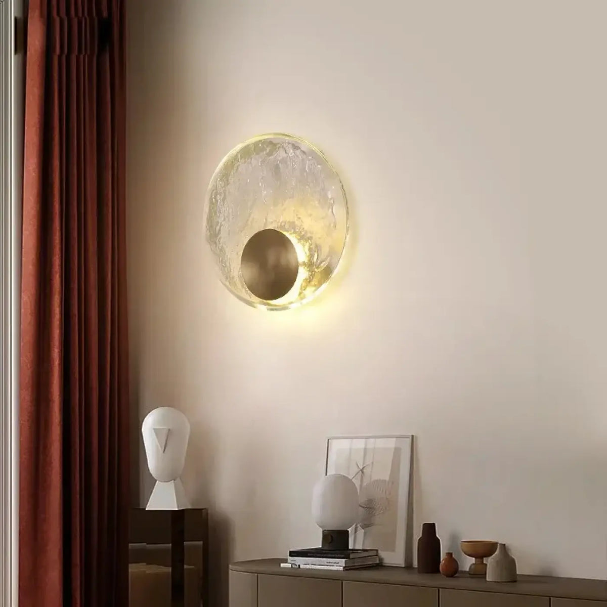 Applique Murale Ronde Transparente Dorée – Lanis