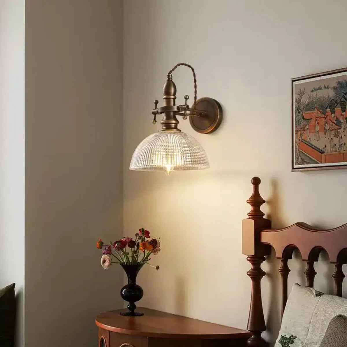 Applique Murale Vintage Verre et Laiton – Vémon