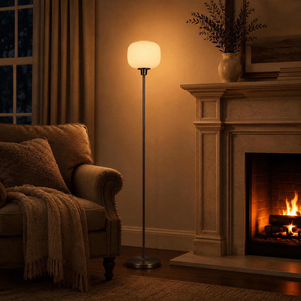 Lampadaire en Verre Strié et Laiton – Éos