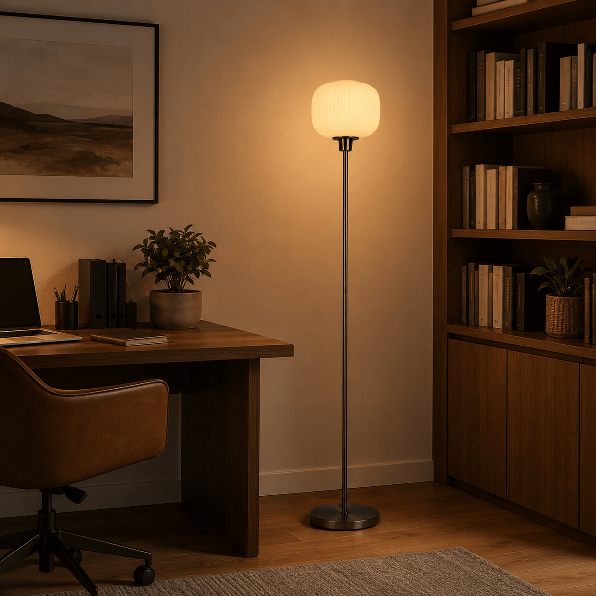 Lampadaire en Verre Strié et Laiton – Éos