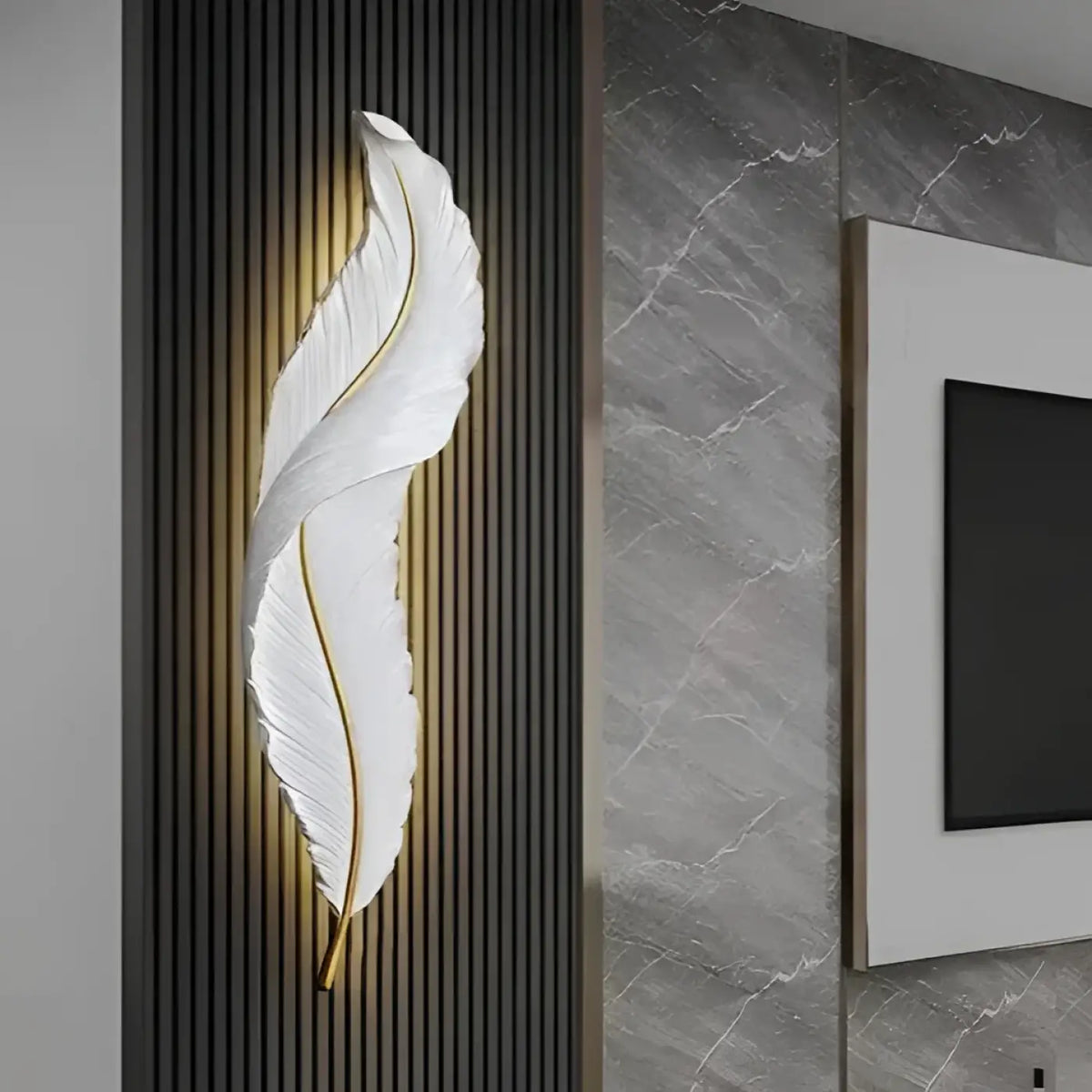 Grande Applique Murale Plume Blanche – Bilon