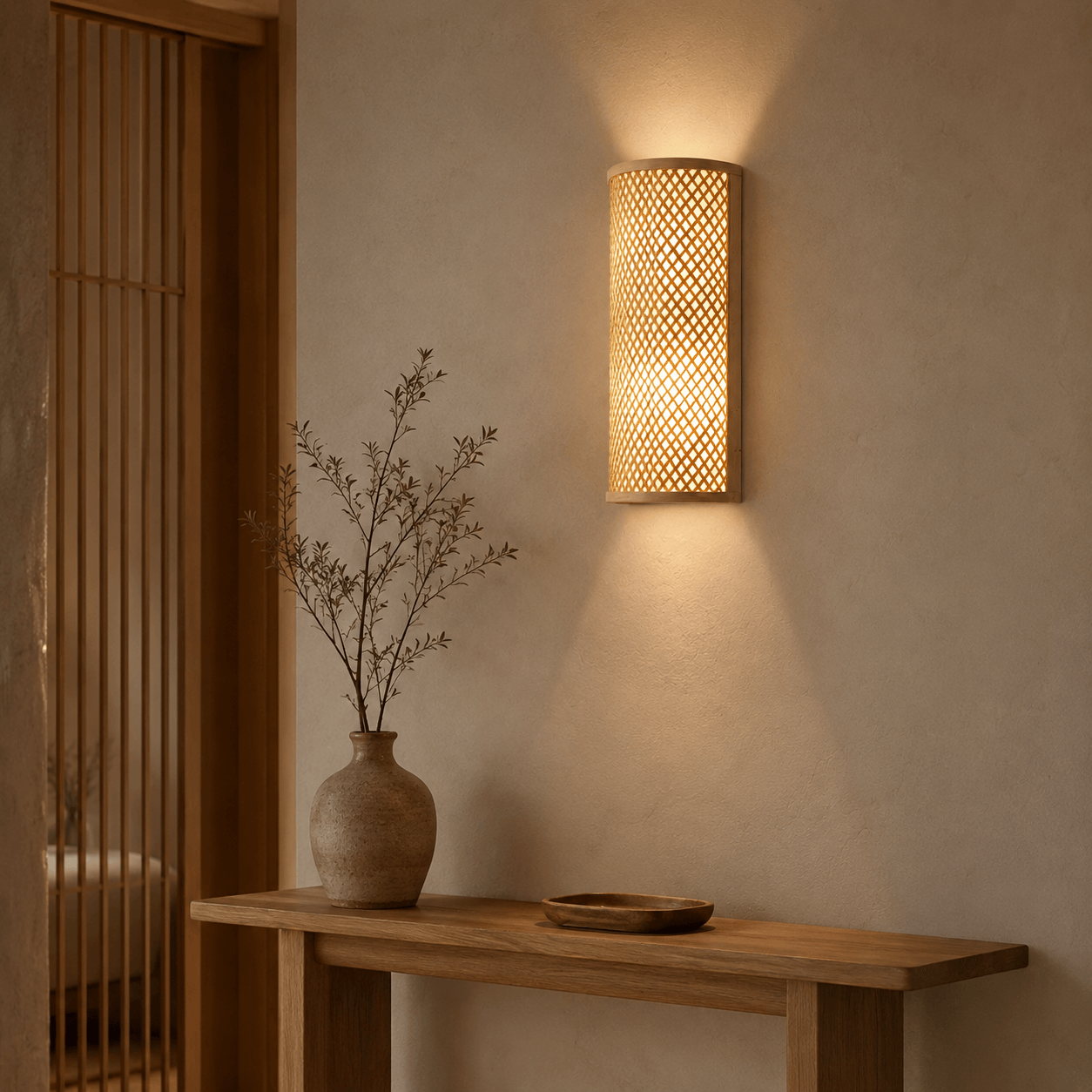 Applique Murale en Bambou Tressé – Kaya