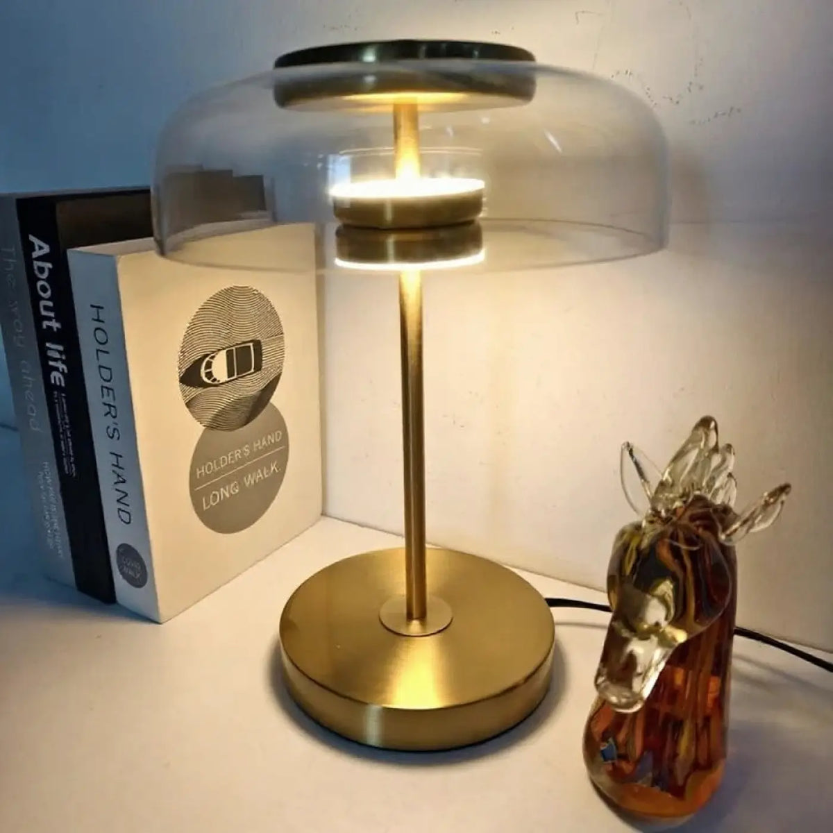 Lampe en Verre et Métal Doré – Niro