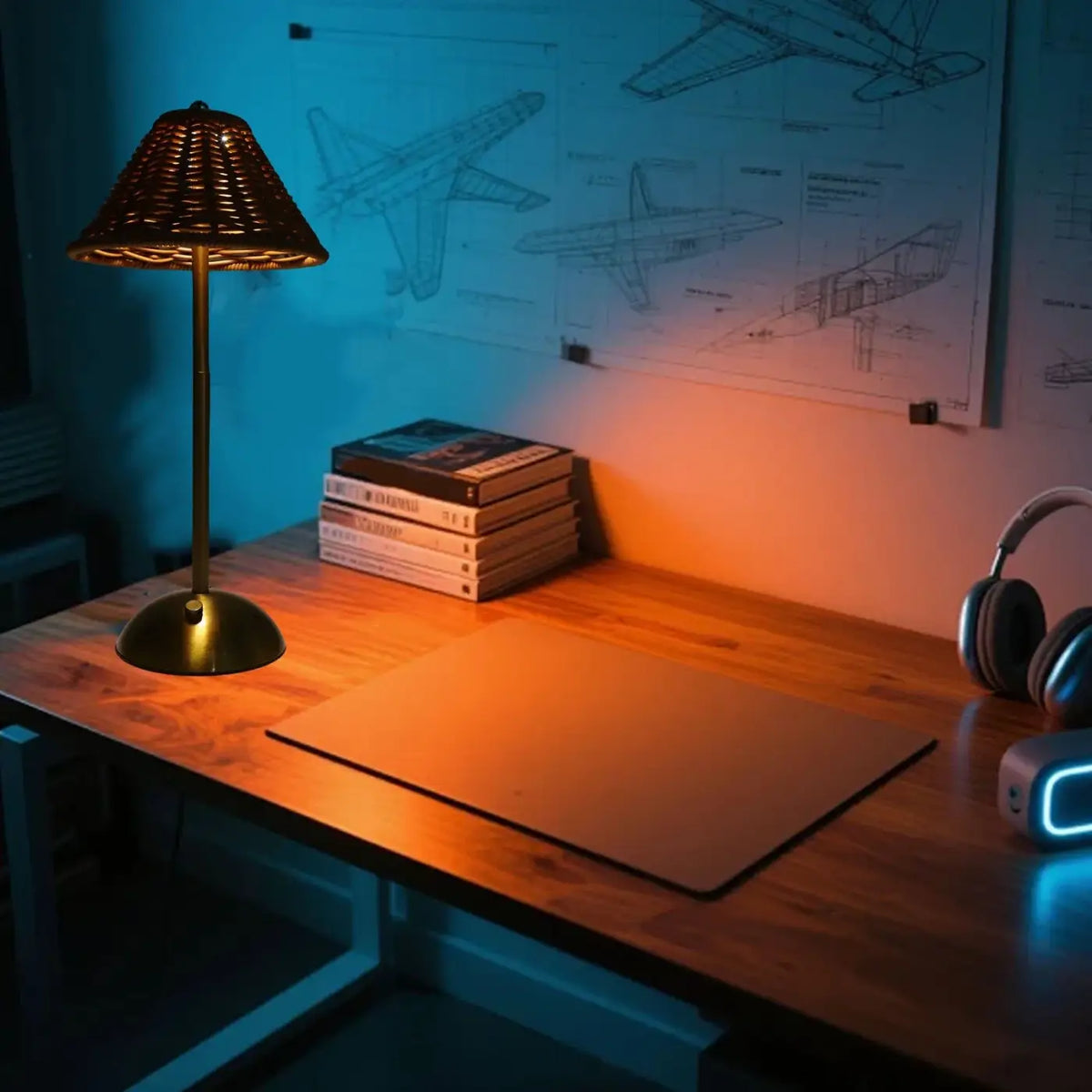 Lampe à Poser en Rotin Tressé – Bodelle