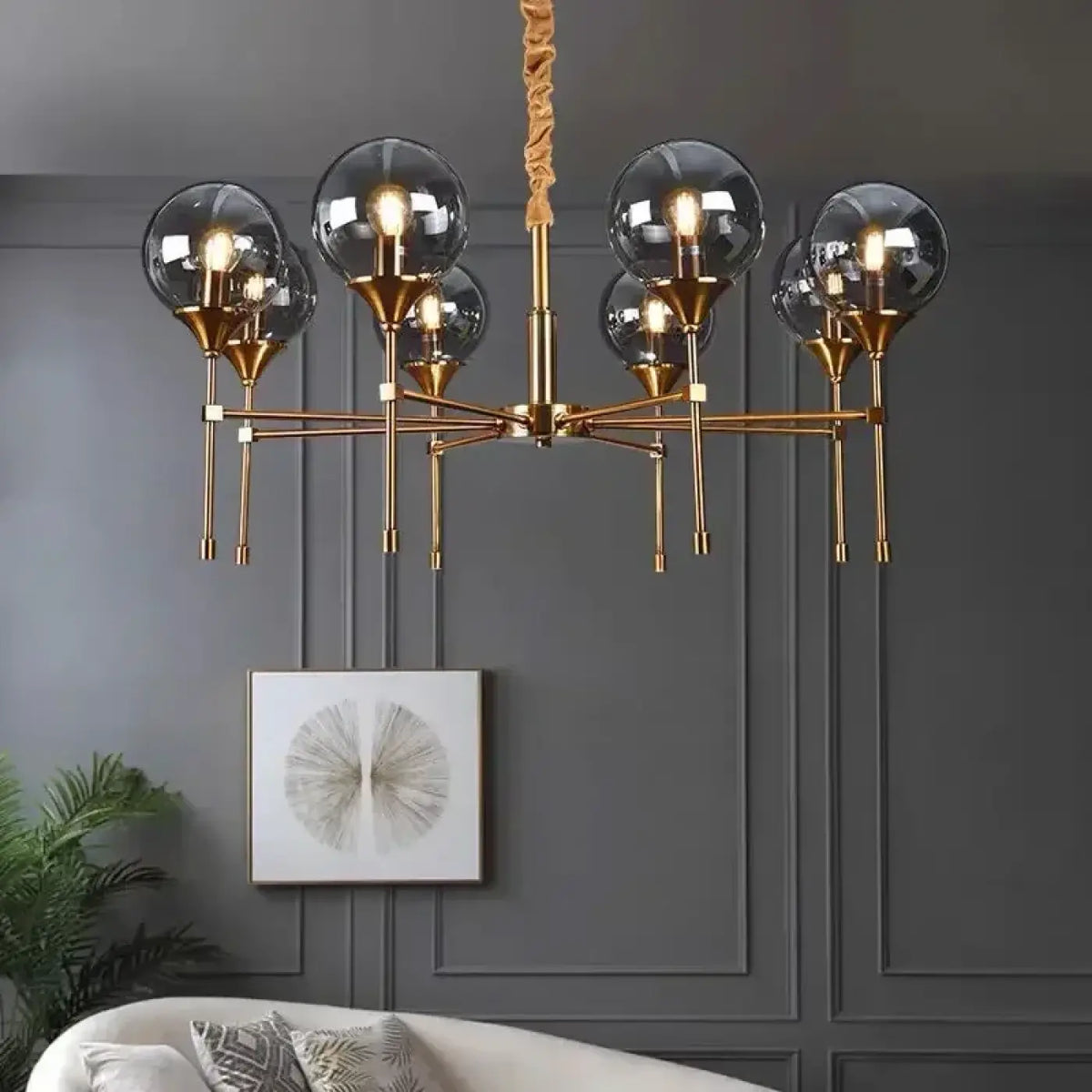 Suspension Verre Fumé et Métal Doré – Fono