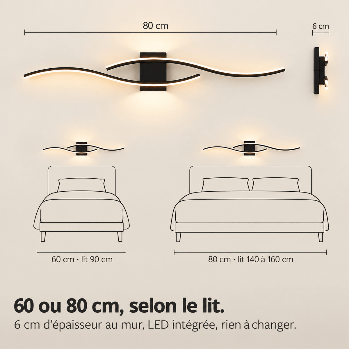 Applique Murale LED Double Vague – Aria