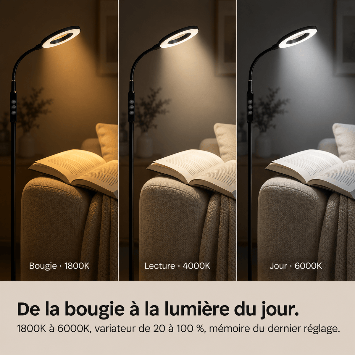 Lampadaire Liseuse LED avec Variateur – Lumo