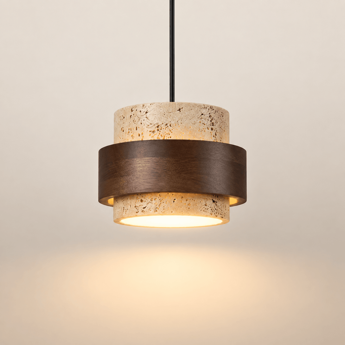 Suspension en Travertin et Bois – Théa