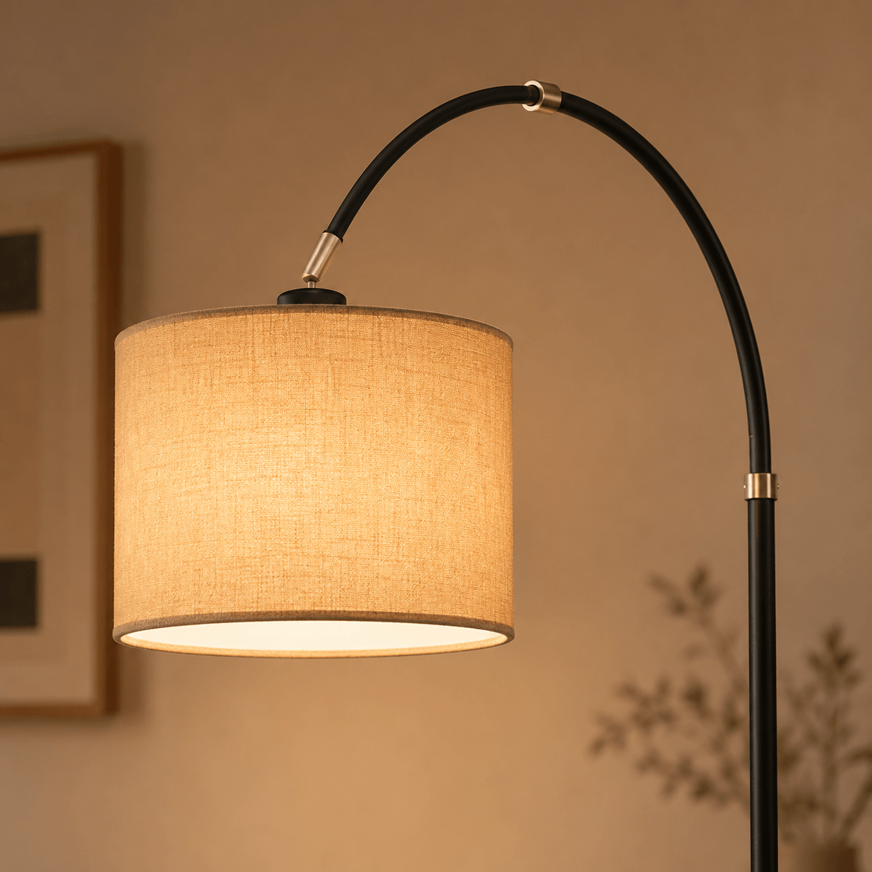 Lampadaire Arc avec Abat-jour en Lin – Orion