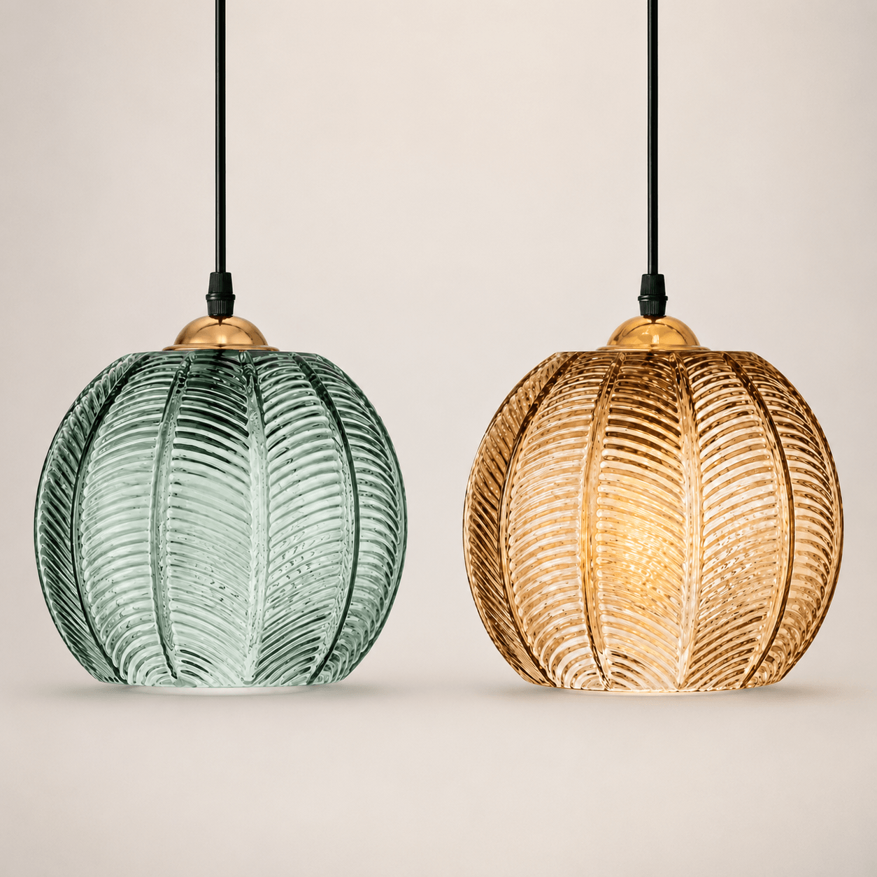 Suspension en Verre Strié Végétal – Palma