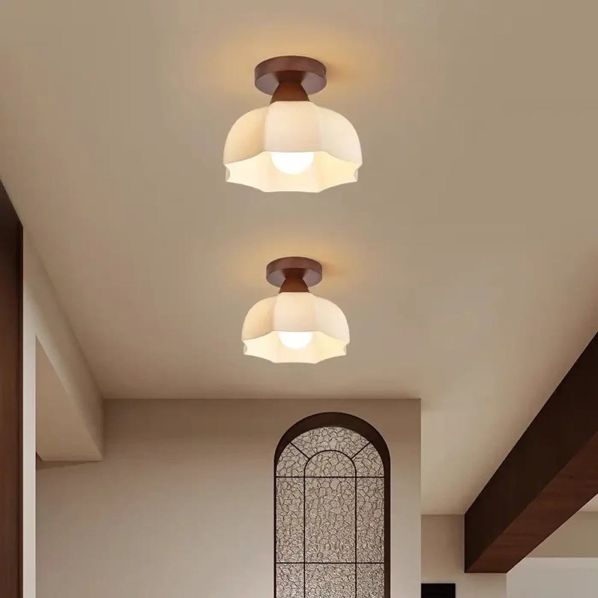 Plafonnier en Bois et Verre – Rilane