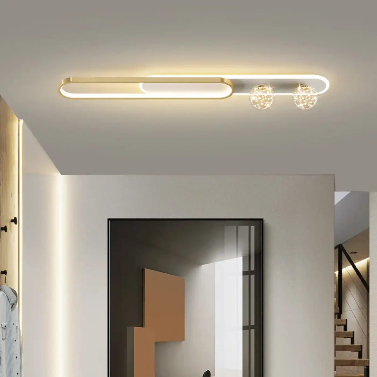 Plafonnier LED Ovale Doré avec Cristal – Kera