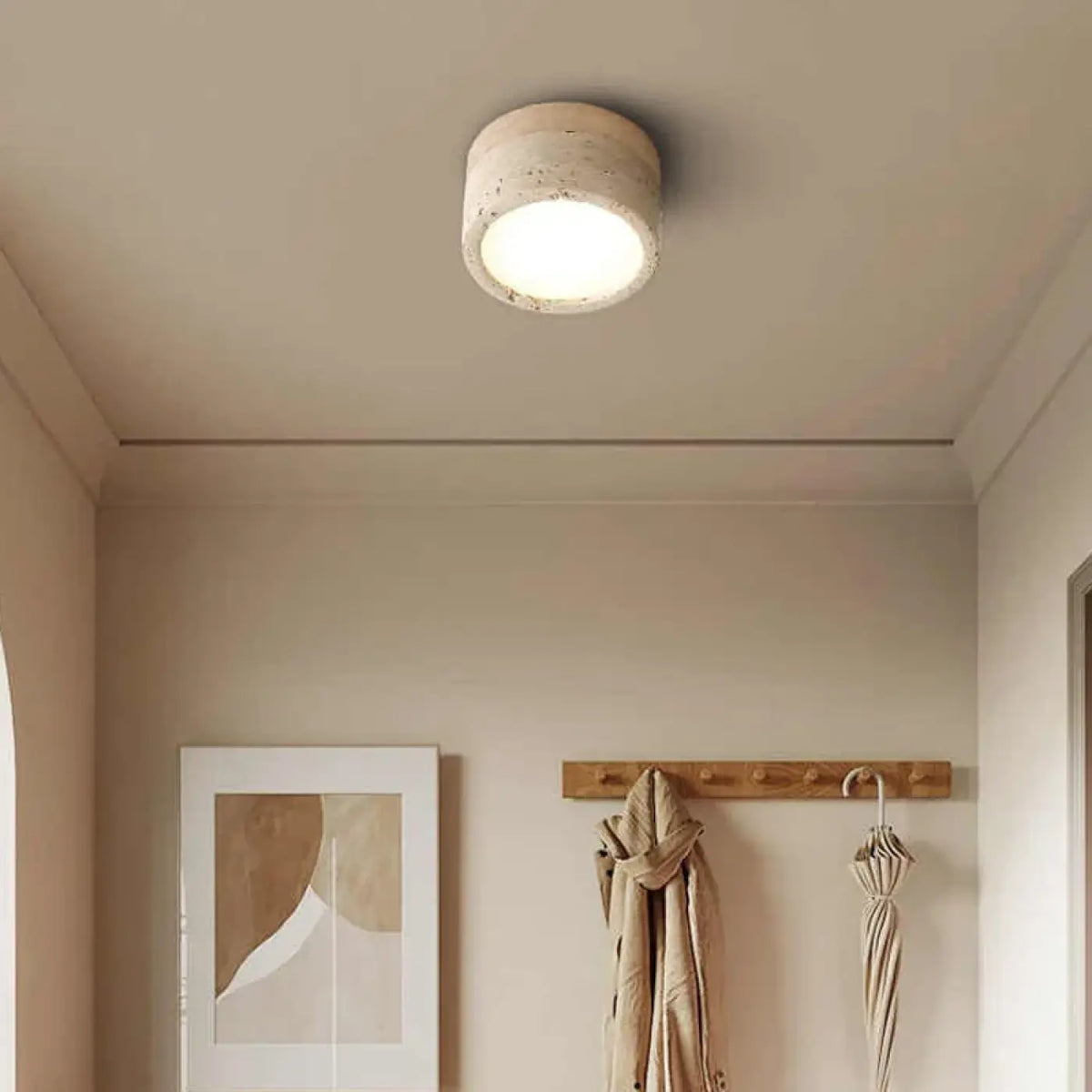 Plafonnier LED en Pierre et Bois – Lidan
