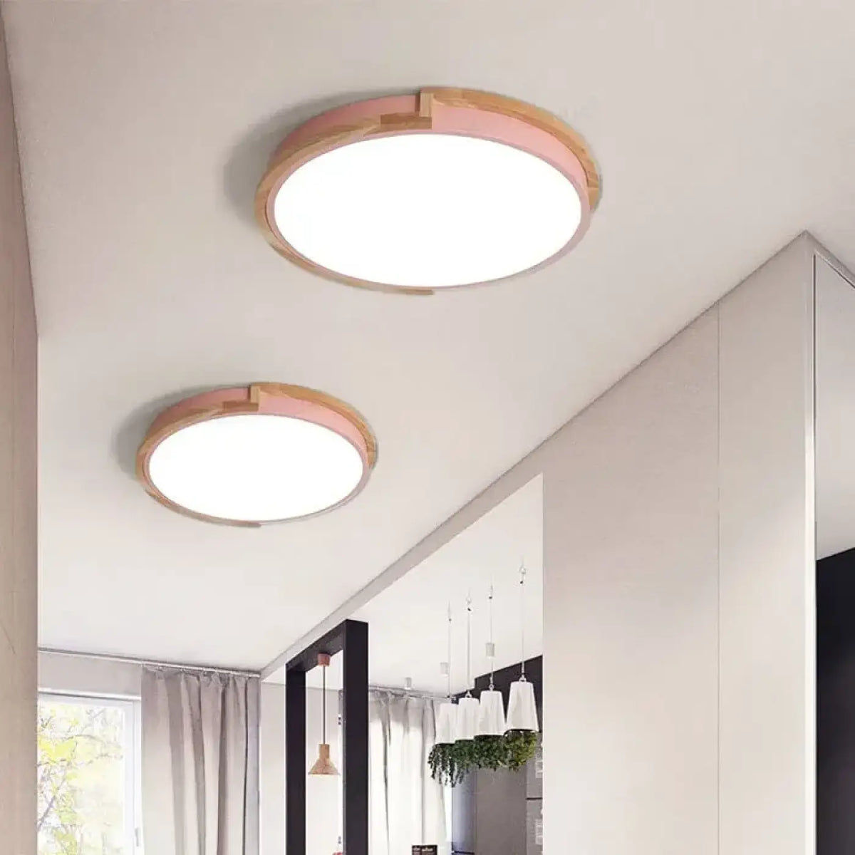 Plafonnier LED Rond Bois et Métal – Joson