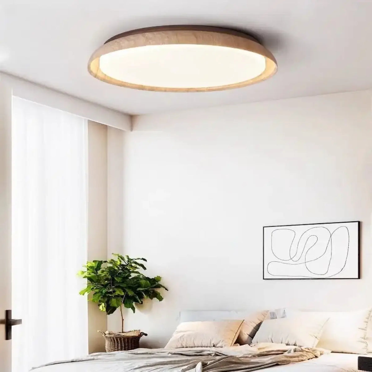 Plafonnier Rond en Bois LED – Ridan