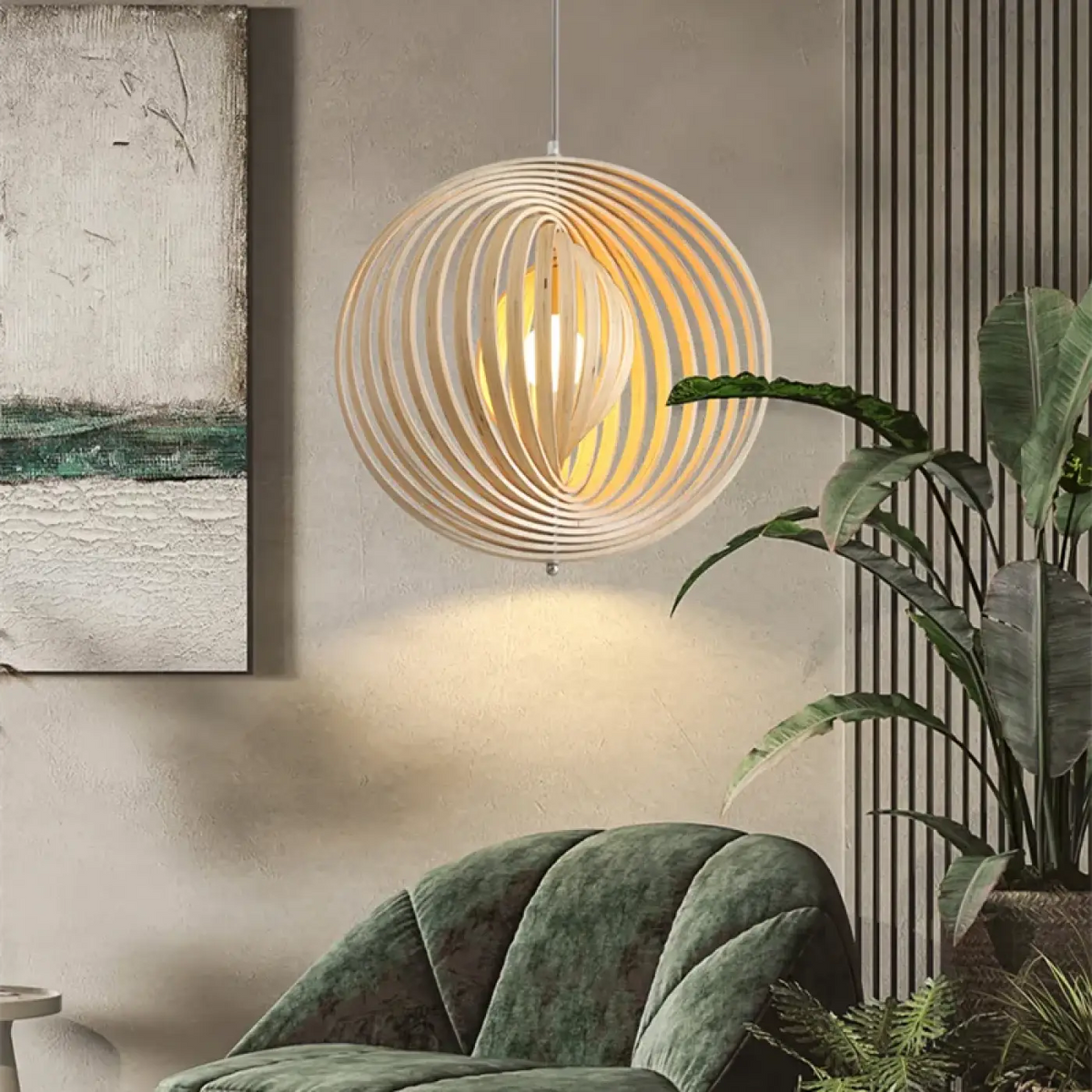 Suspension Ronde en Bois Ajouré – Toman