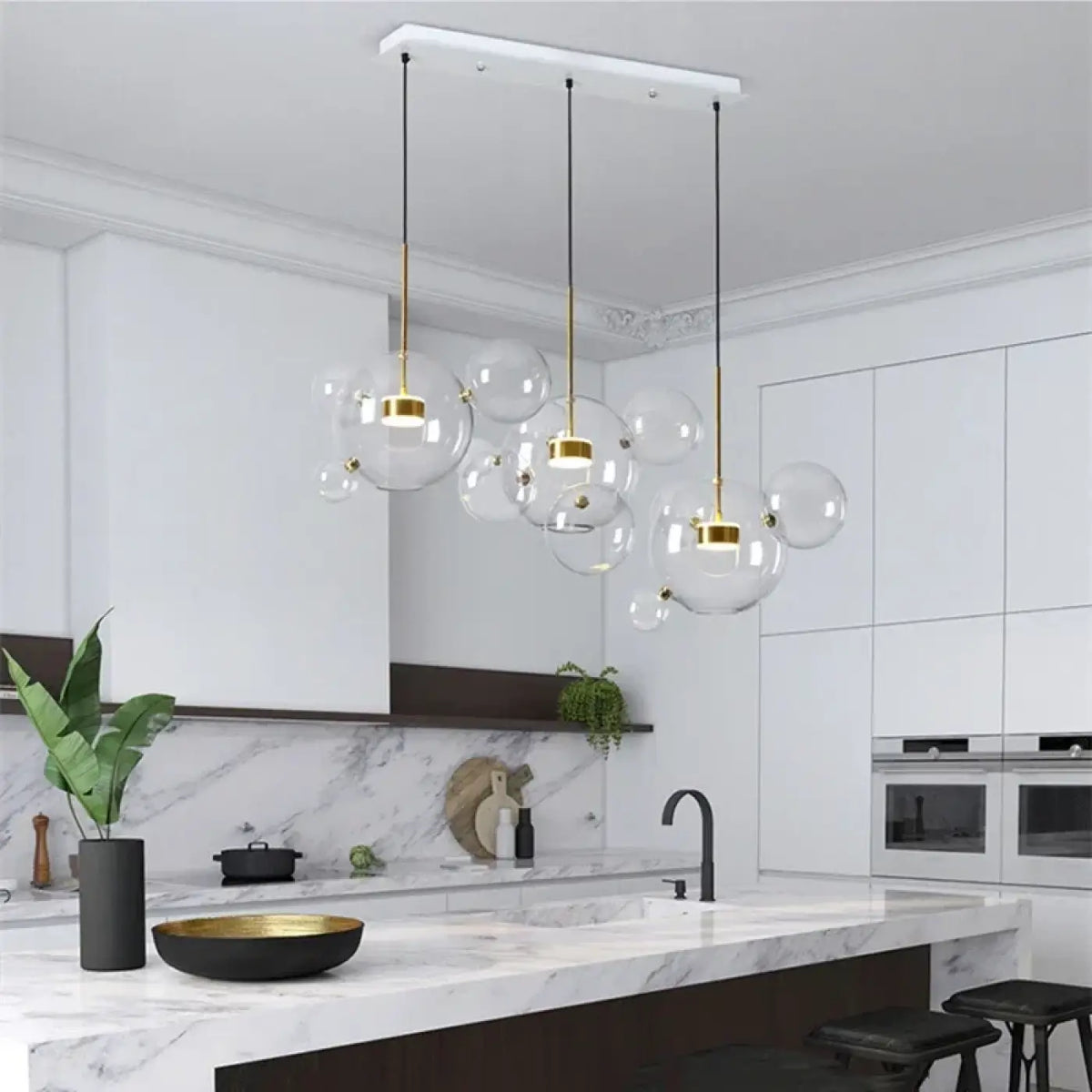 Suspension Bulles Verre Soufflé et Laiton – Olette