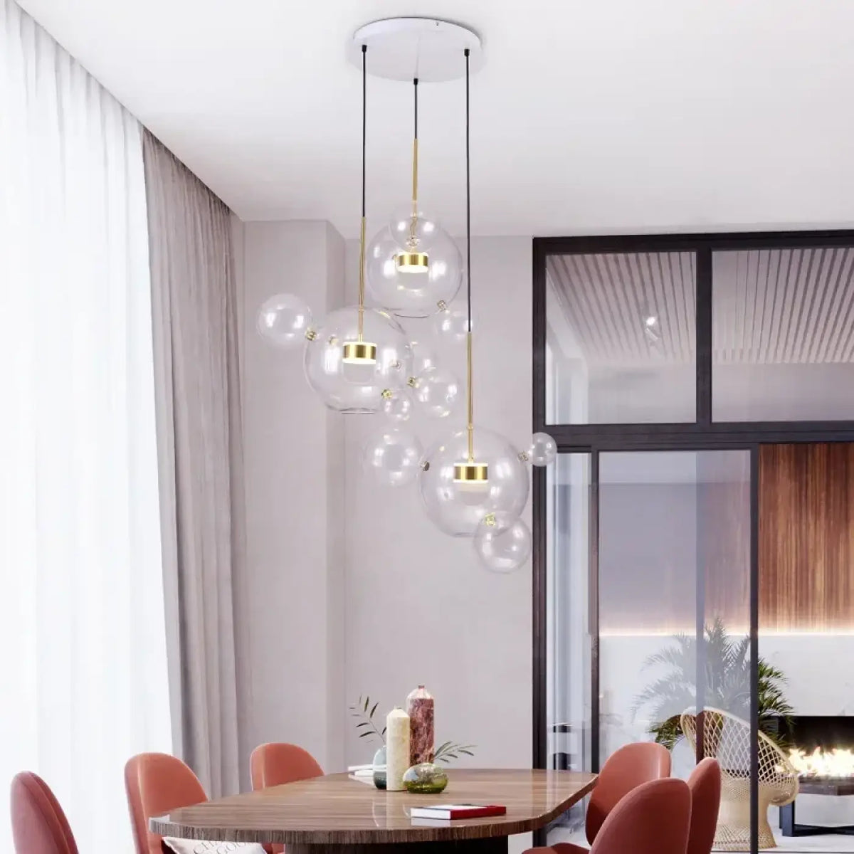 Suspension Bulles Verre Soufflé et Laiton – Olette