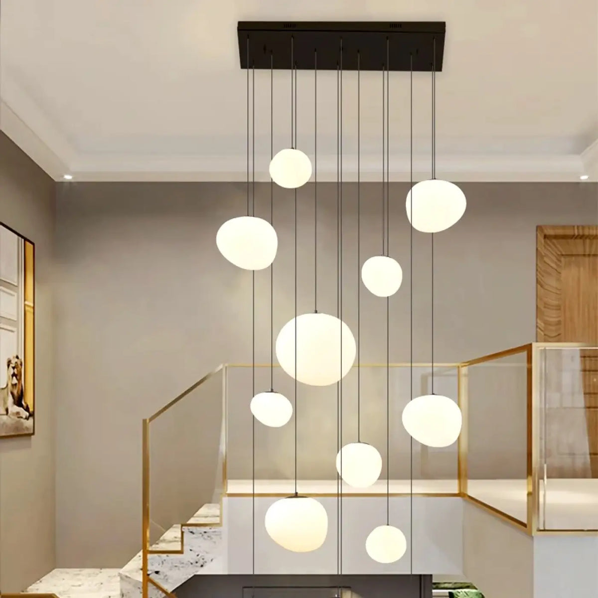 Suspension Cascade Boules Blanches – Jadelle