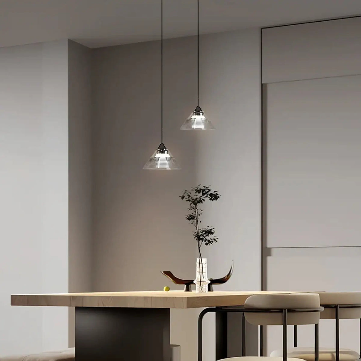 Suspension Conique en Verre Strié – Donia