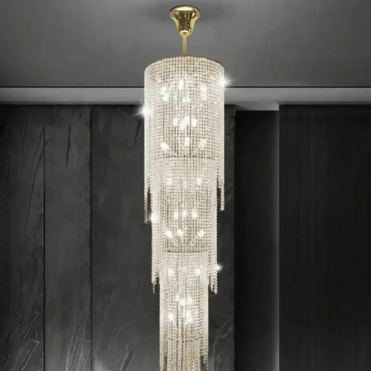 Suspension LED Cristal Longue Verticale – Dolane