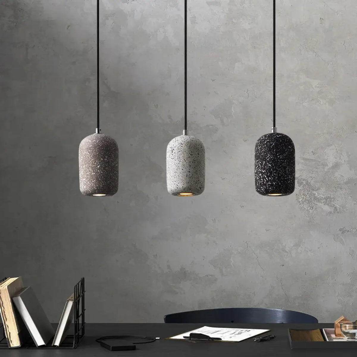 Suspension Cylindre Béton Terrazzo – Tadine