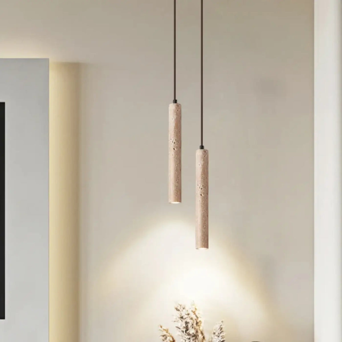 Suspension LED Cylindre Marbre et Bois – Neselle
