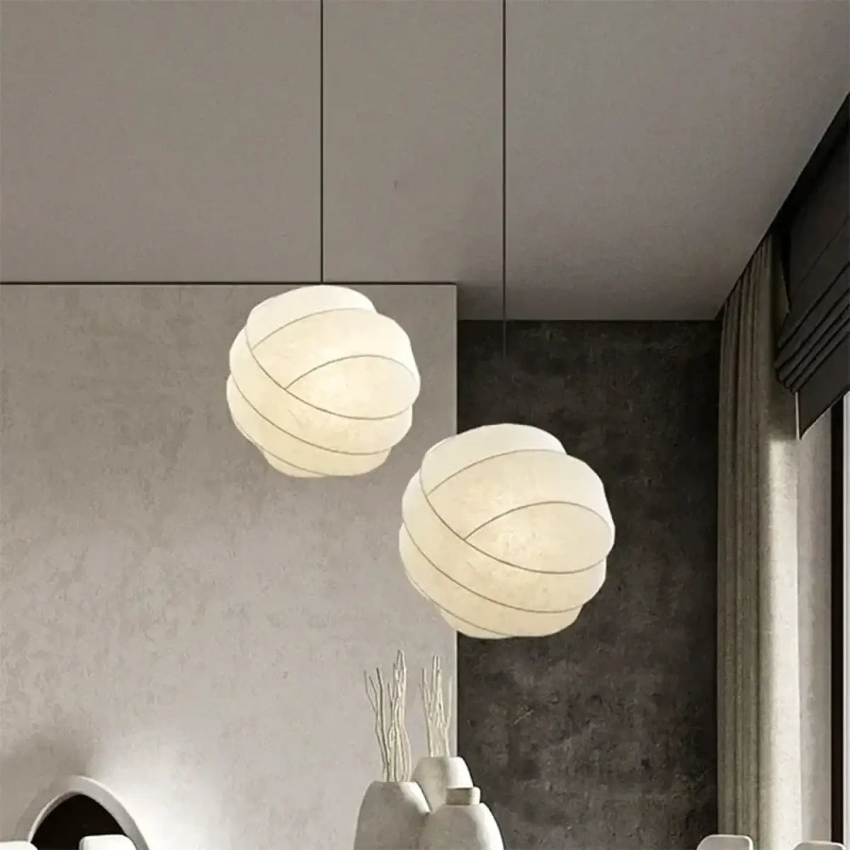 Suspension Boule Torsadée Métal et Soie – Zavelle