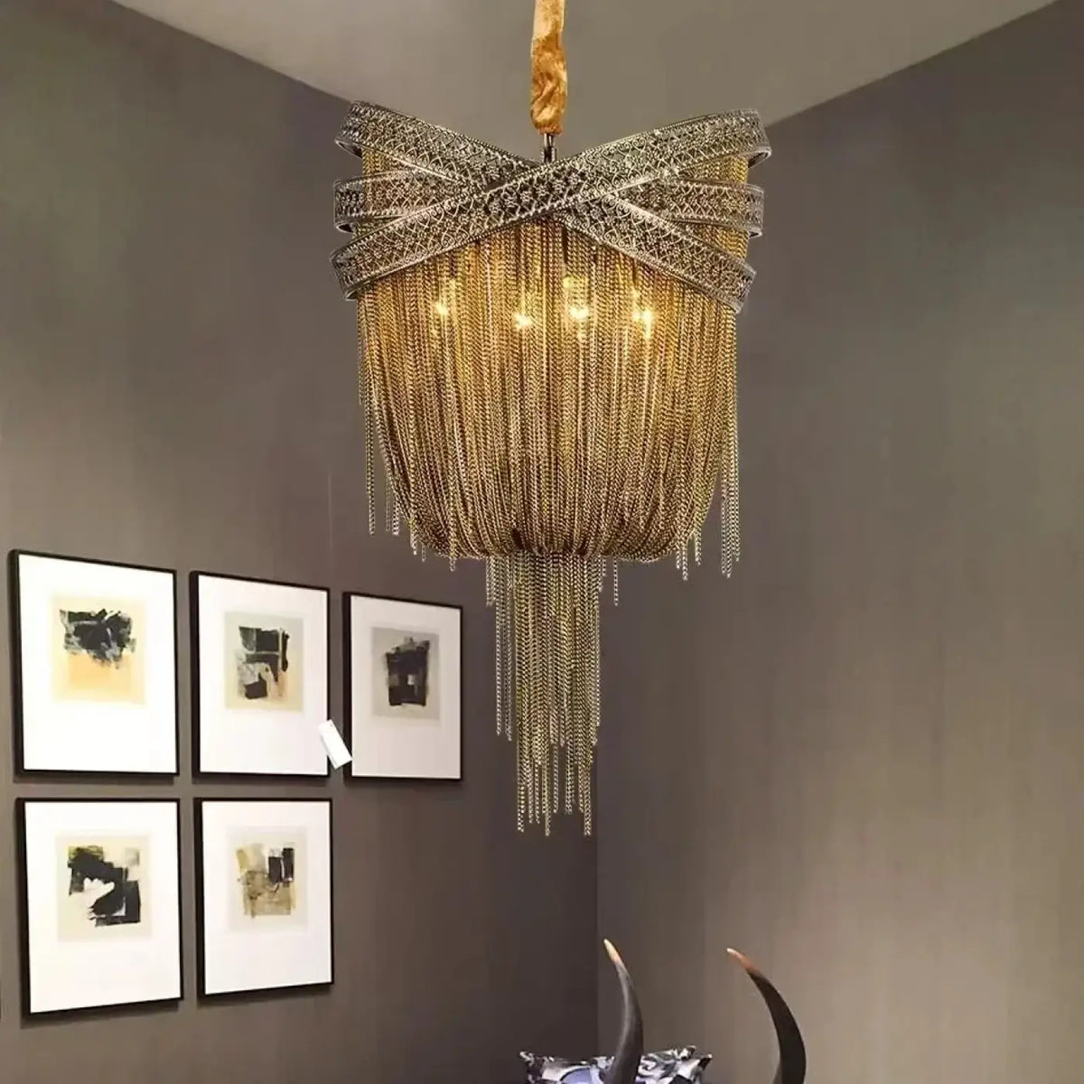 Suspension Glamour Dorée à Strass – Tosine