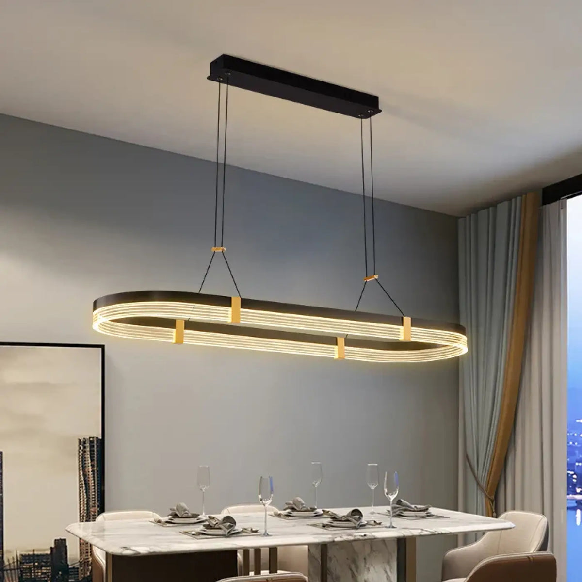Suspension LED Design Noir et Doré – Valane