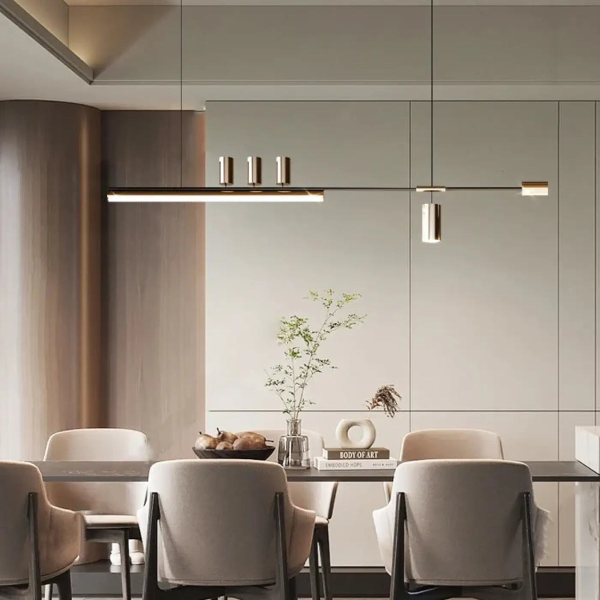 Suspension Trois Lampes Noir et Doré – Préna