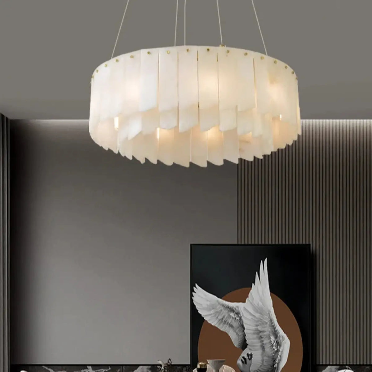 Suspension Ronde Verre Blanc et Doré – Rémel