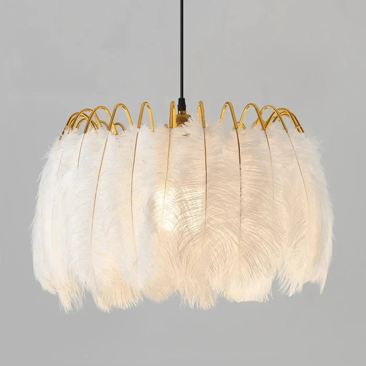 Suspension Plumes Blanches et Doré – Ralon
