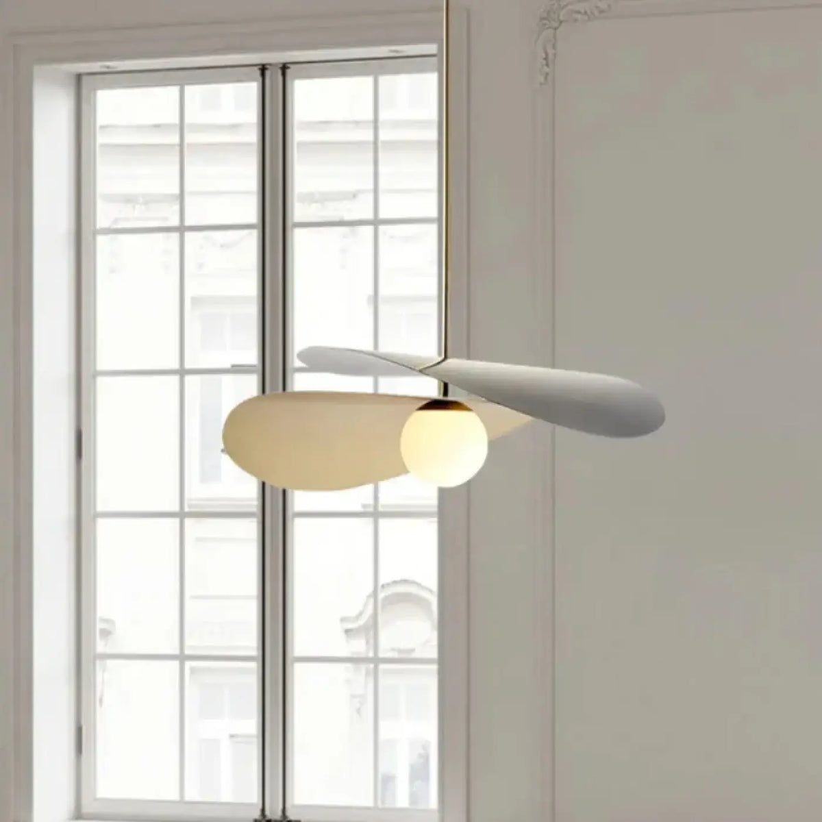 Suspension Trois Pales Blanc et Doré – Kavine