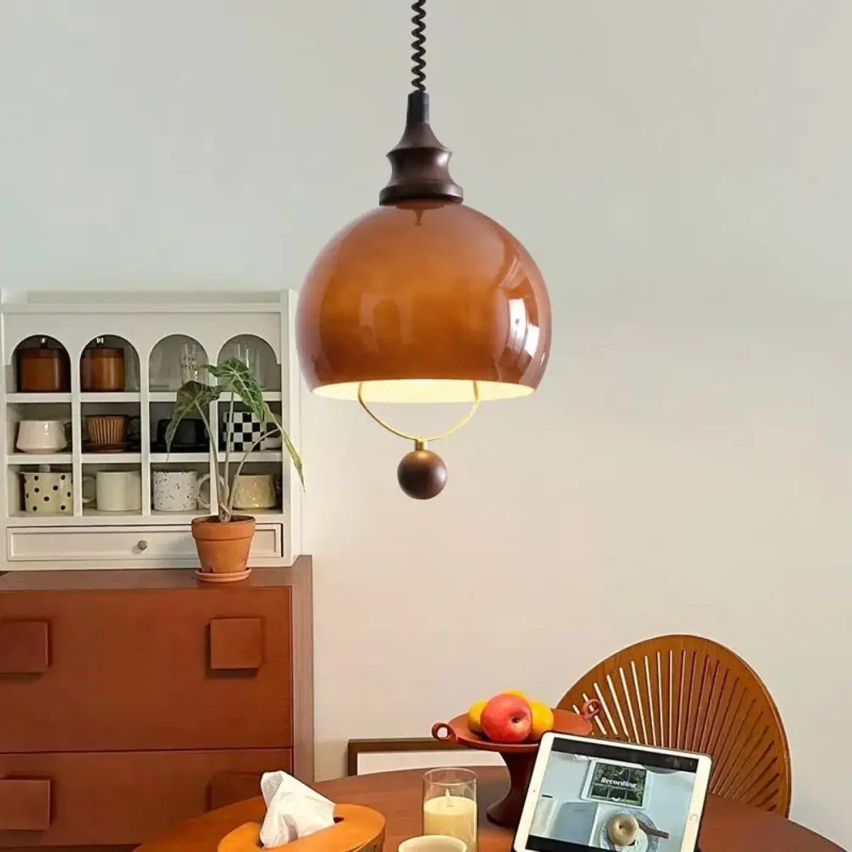 Suspension Globe Ambré et Doré – Fésa