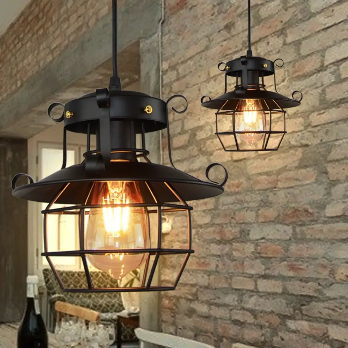 Suspension Lanterne Industrielle Métal et Verre – Lanel