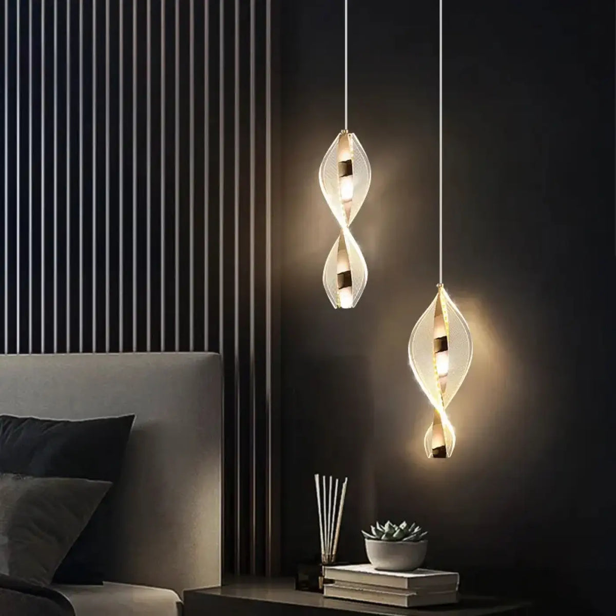 Suspension LED Torsadée en Spirale – Kadan
