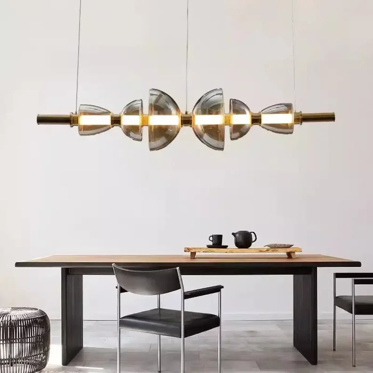 Suspension Linéaire Métal Doré et Verre – Zaris