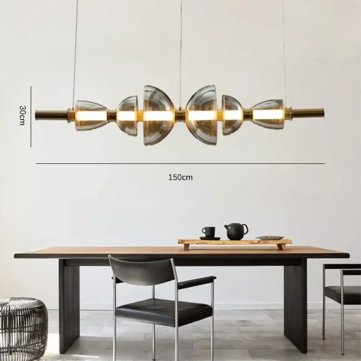 Suspension Linéaire Métal Doré et Verre – Zaris